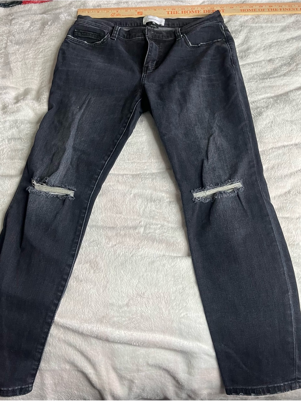 Women’s Current/Elliott Black Stiletto Skinny Jeans W/Knee Rips Mid Rise Sz 29